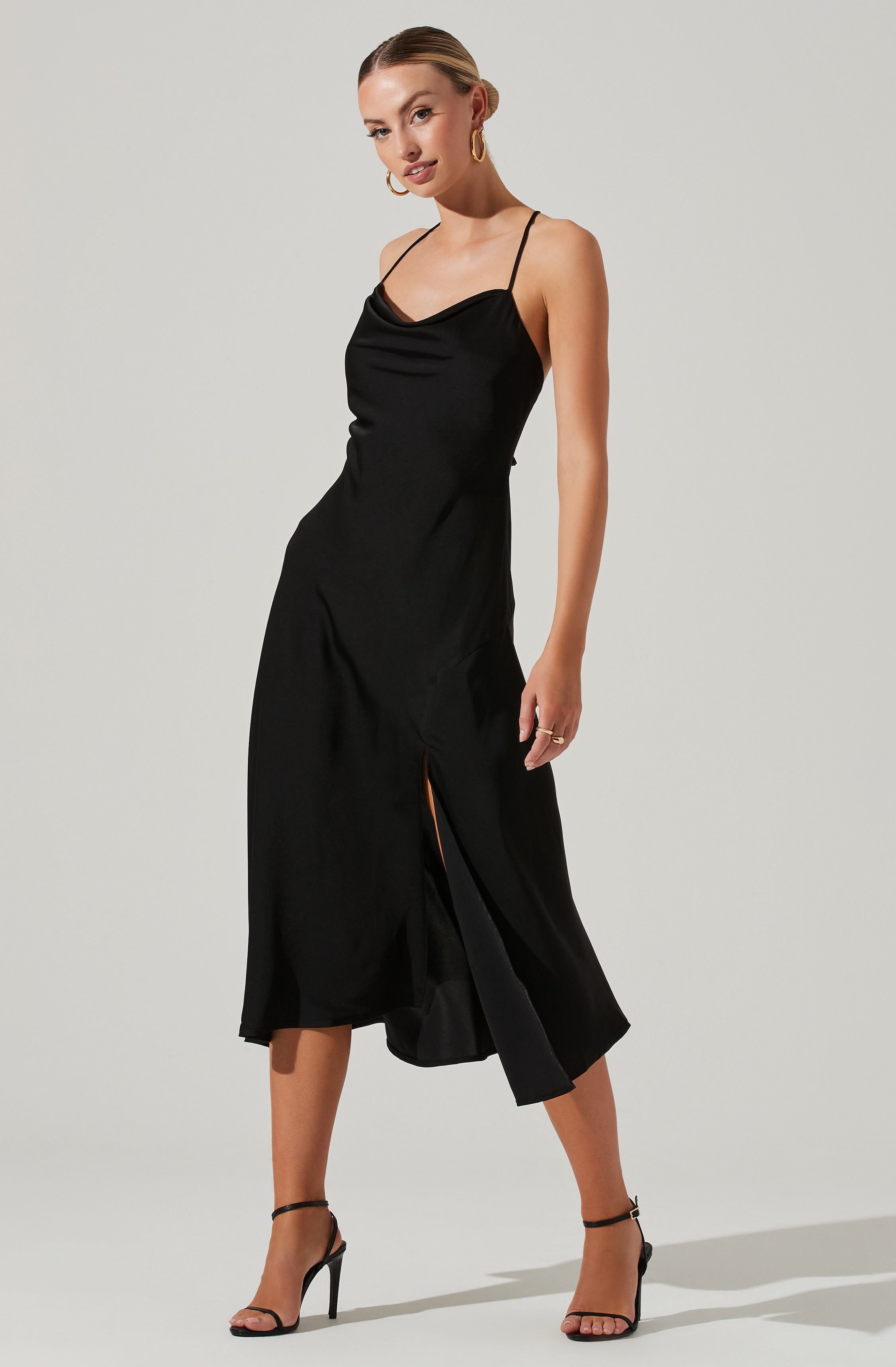 Cowl Flare Dress - Keep the spotlight on you throughout the party, with this gorgeous piece. It comes with an enticing cowl neck.