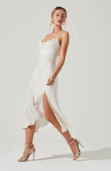 White V-Neck Dress - Style your holiday ensemble with this charming dress. It has a V-neck that adds to its style. Look stunning, pairing this dress up with strappy peep-toes and a matching clutch.