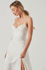 White V-Neck Dress - Style your holiday ensemble with this charming dress. It has a V-neck that adds to its style. Look stunning, pairing this dress up with strappy peep-toes and a matching clutch.