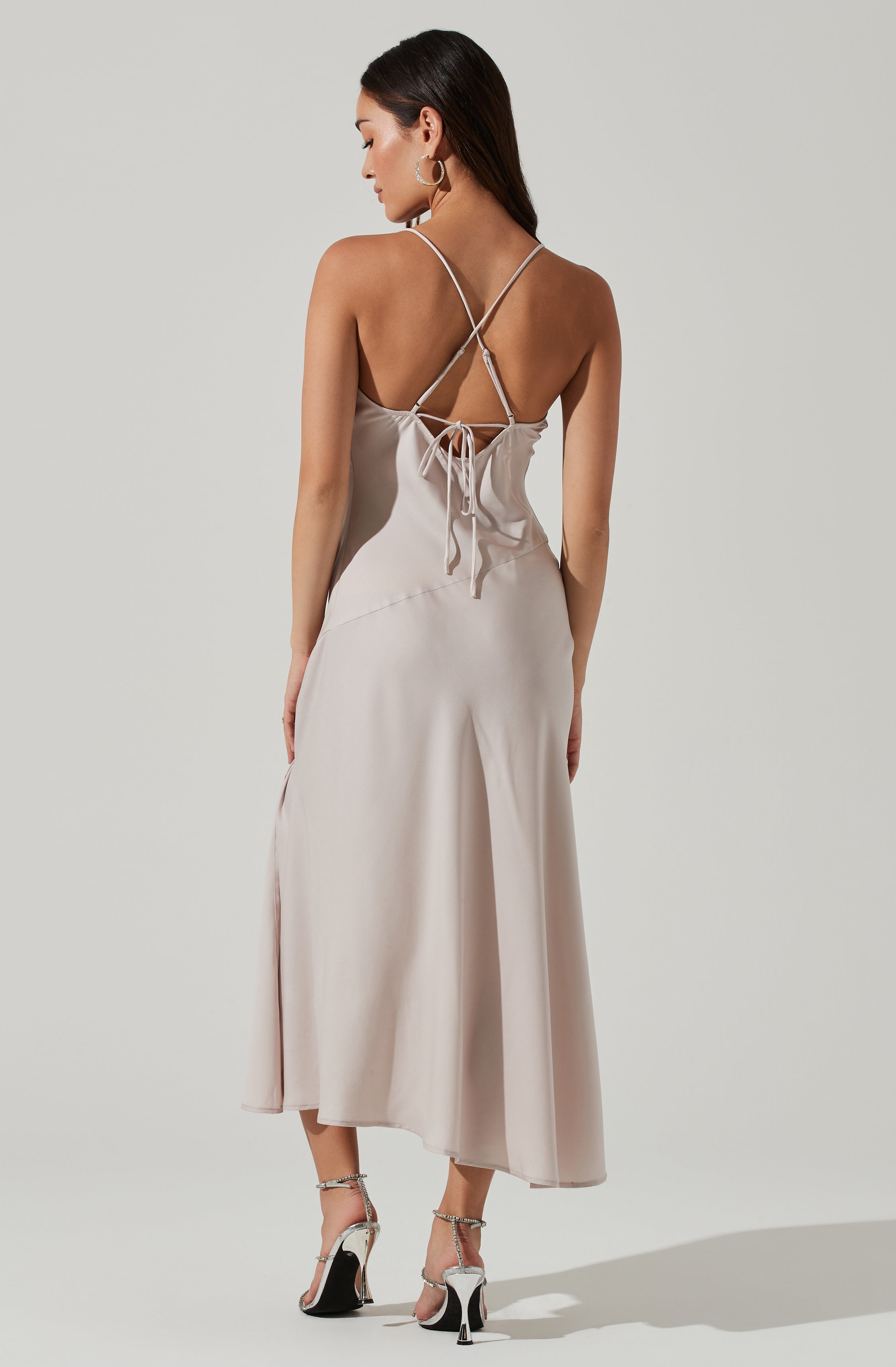 Pink Plunge Neck Flare Dress - Style your holiday ensemble with this charming dress. It flaunts a plunge neckline.