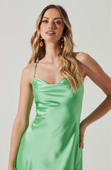 Green V-Neck Dress - This one has a classic style to it that's great for special occasions and events. It emphasizes a refined V-neck.