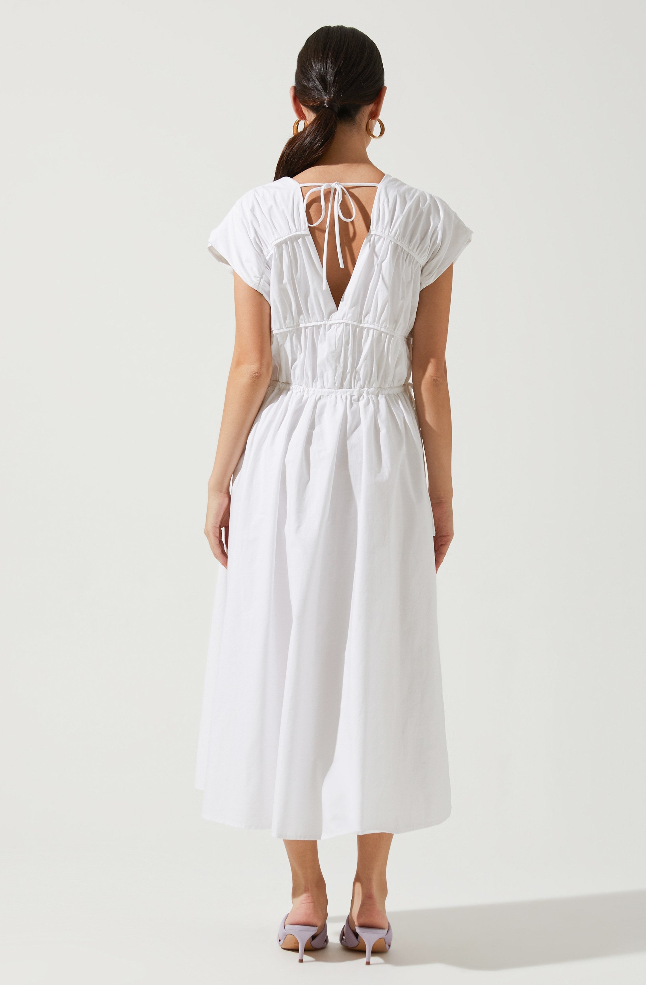White Solid Dress - This dress is a cool option to pull off your holiday look. It lays emphasis on a stylish V-neck.