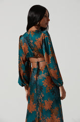 Blue Split Neck Flare Dress - This dress is ideal for a summer brunch.