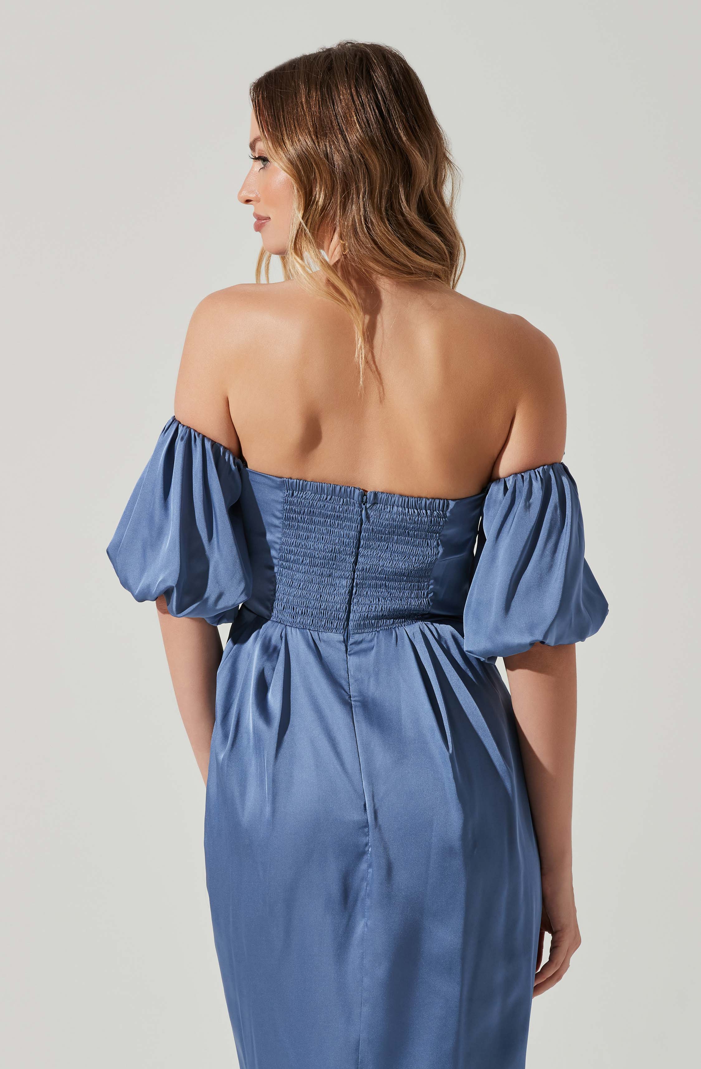 Blue Off-Shoulder Sheath Dress - This retro dress is just what you need to add a bit of color to your wardrobe. It flaunts a sexy off-shoulder neckline. Style this dress with a pair of sandals and a handbag.