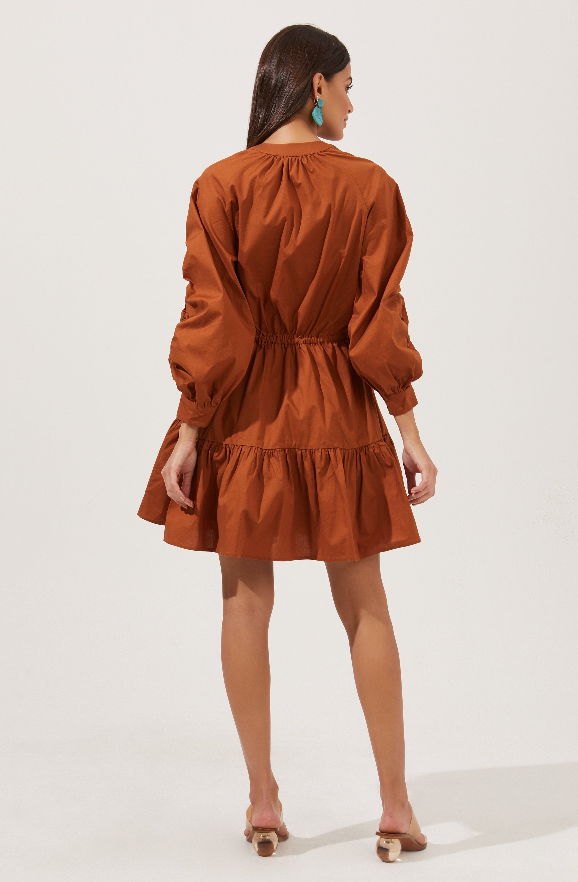 Solid Flare Dress - This dress is ideal for a summer brunch. It features a highneck that adds to its charm.
