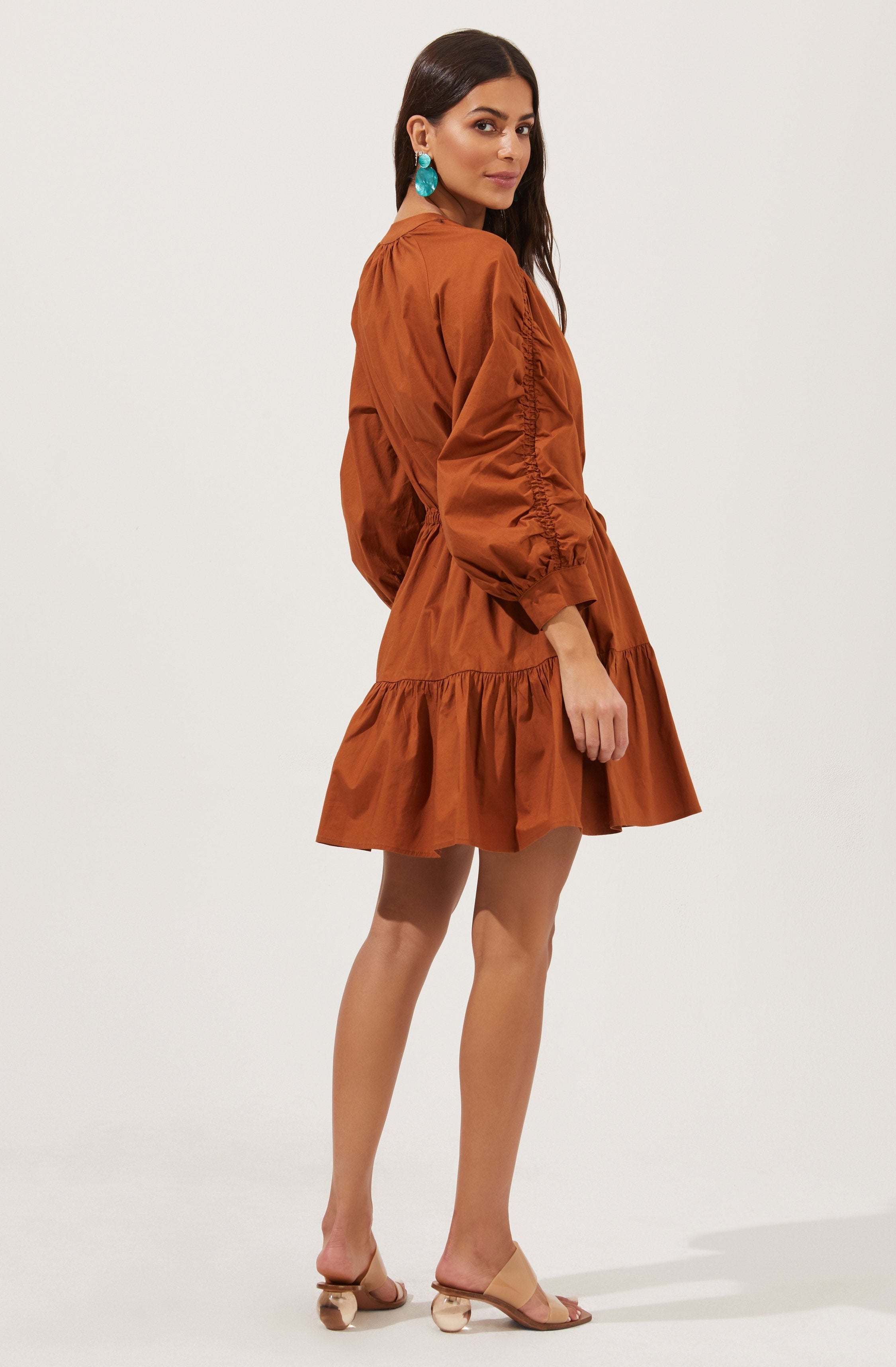 Solid Flare Dress - This dress is ideal for a summer brunch. It features a highneck that adds to its charm.