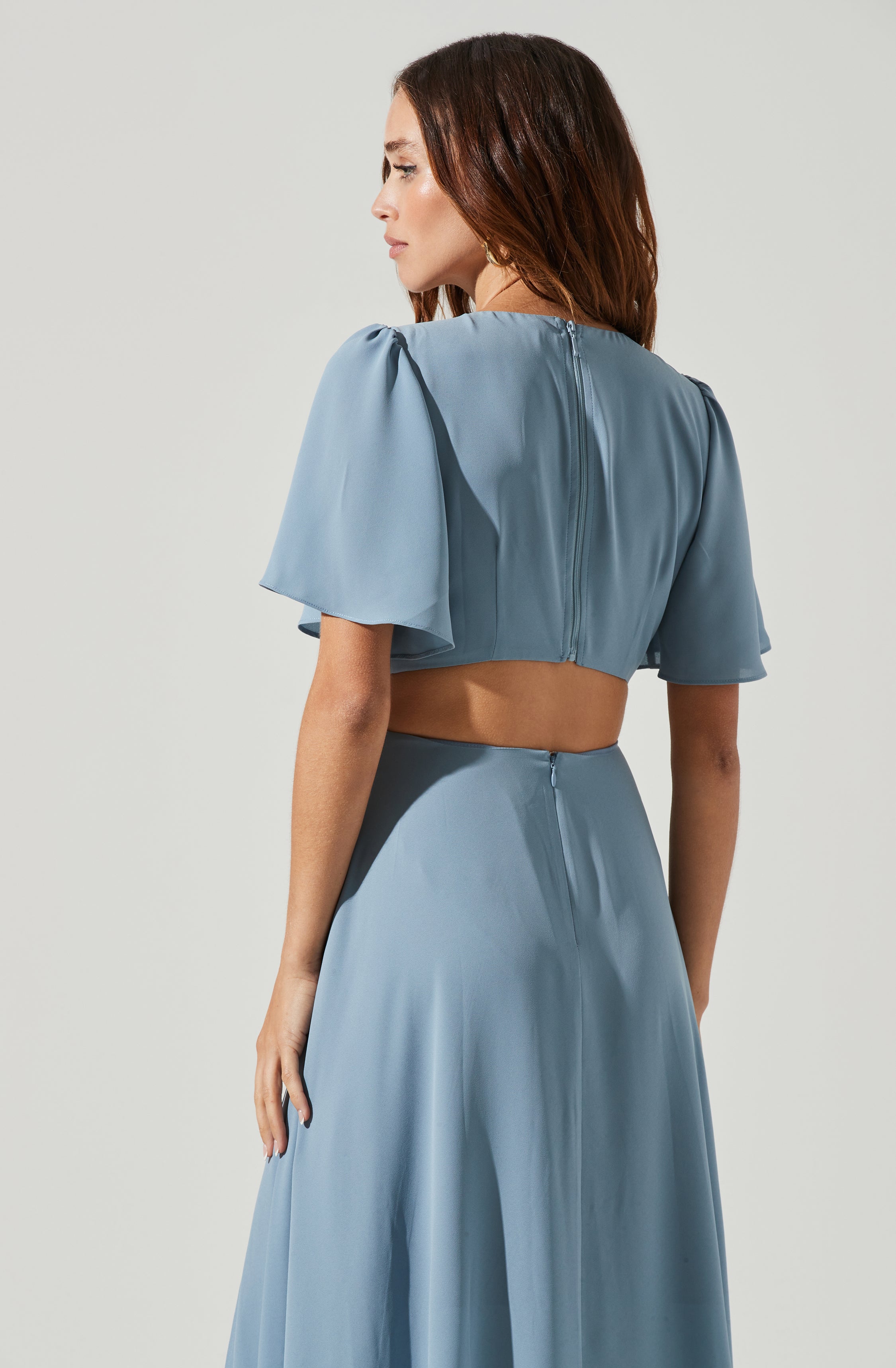 Blue Flare Dress - This dress spells out pure class. It flaunts a crew neck.