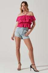 Red Off-Shoulder Tunic - This piece is an excellent holiday topwear option. It flaunts an entrancing off shoulder neckline.